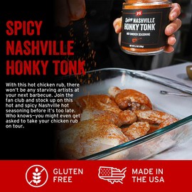PS Seasoning Honky Tonk Nashville Hot Chicken Seasoning - Spicy Chicken BBQ Seasoning and Rubs for Smoking, Grilling, Frying, Roasting - Nashville Style Dry BBQ Rub for Poultry, Wings, Ribs, Dips