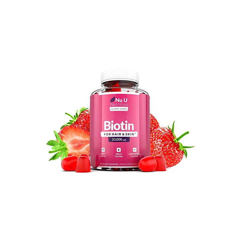 Biotin Hair Gummies 10,000mcg - 90 Vegan Gummies - 45