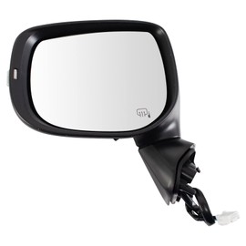 TRQ Driver Side Heated Power Mirror Smooth Black Manual Fold with Housing Turn Signal Compatible with 2019-2020 Subaru Forester SU1320168