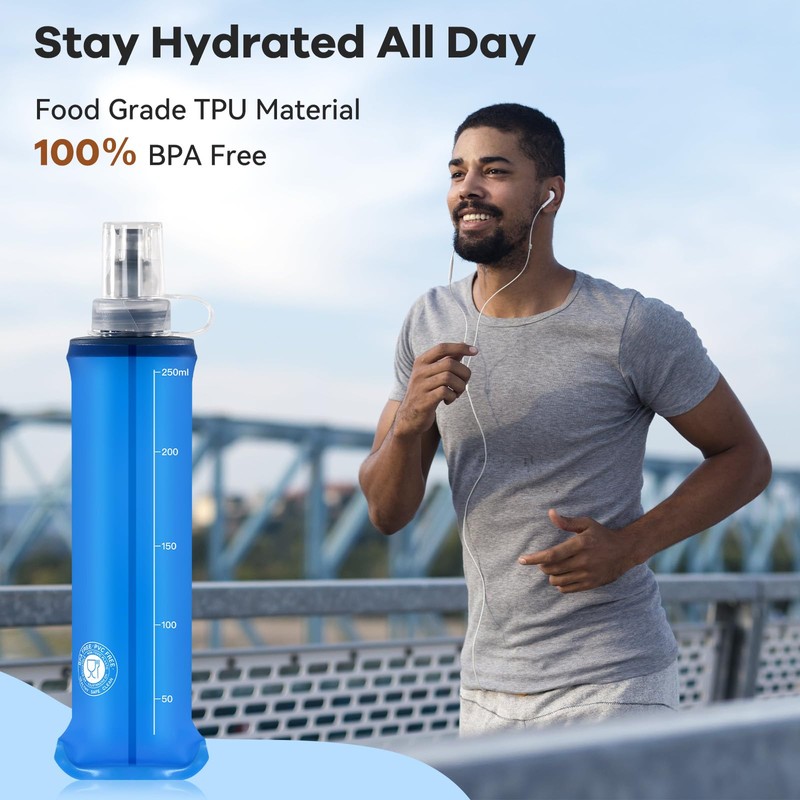 WEMEET 2Pack Soft Flask, 8.5oz Collapsible Soft Water Bottle, 250ml