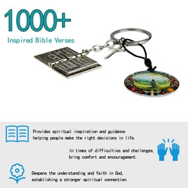 Zoravell Christian Bible Keychain Set – Mini Bible Keychain with Cross Keychain and NFC Bible Verse Keychain | Tiny Bible Keychains for Men & Women | Christian Accessories, Jesus Keychain