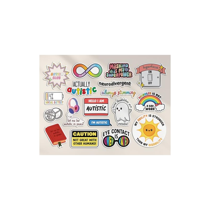 A4 Sticker Sheet Autism Vinyl Stickers - Celebrate Neurodiversity Autistic
