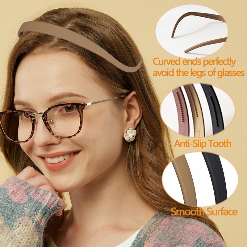 3 Pack Headbands Designed for Eyewear,Flex No Pressure Hairbands for
