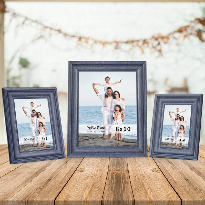 LaVie Home 5x7 Picture Frames (3 Pack, Bule) Rustic Photo