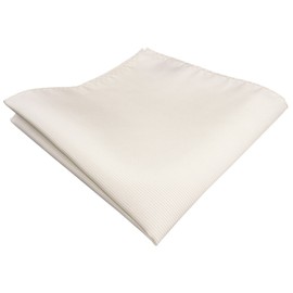 TigerTie Designer Pocket Square Plain Rips Pattern - Pocket Square Size 30 x 30 cm, White, pearl white, cream white