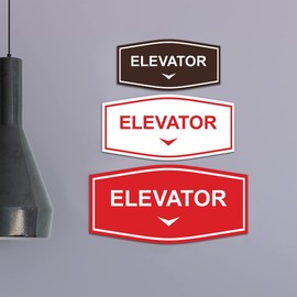 Fancy Elevator Down Arrow Sign (Black) - Small