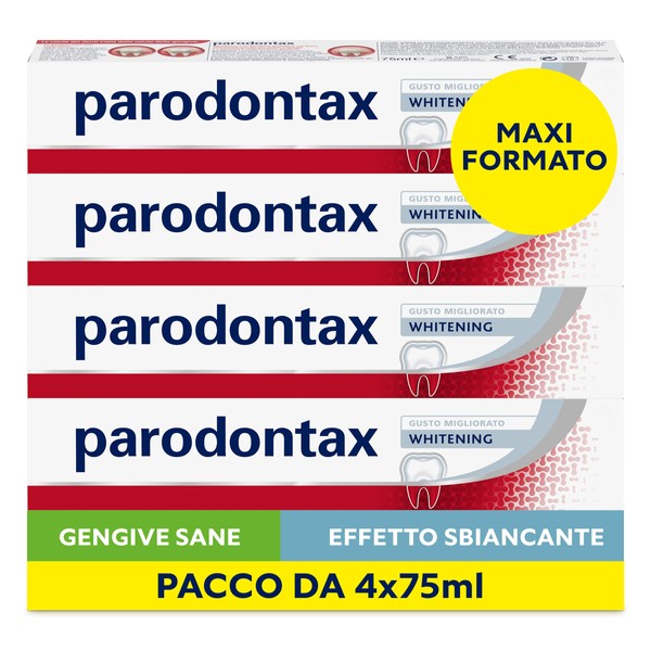Parodontax Whitening Toothpaste - Whitening Effect* - Healthy Gums and Strong Teeth - Daily Use - Improved Flavour - 4 x 75ml