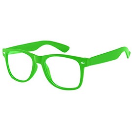 OWL Nerd Retro 80's Unisex Vintage Glasses Green Frame Clear Lens UV400 Sun Protection
