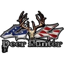 Weston Ink Deer Hunter Twisted Series 4x4 Truck Bedside or Fender Emblem Decals with American Flag