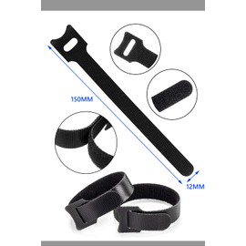 LIKENNY (50 Pieces) Cable Ties Velcro Nylon Storage Band Cord Wire Storage Cable Binding Storage Bundles Reusable 5.9 inches (15 cm) (Black)