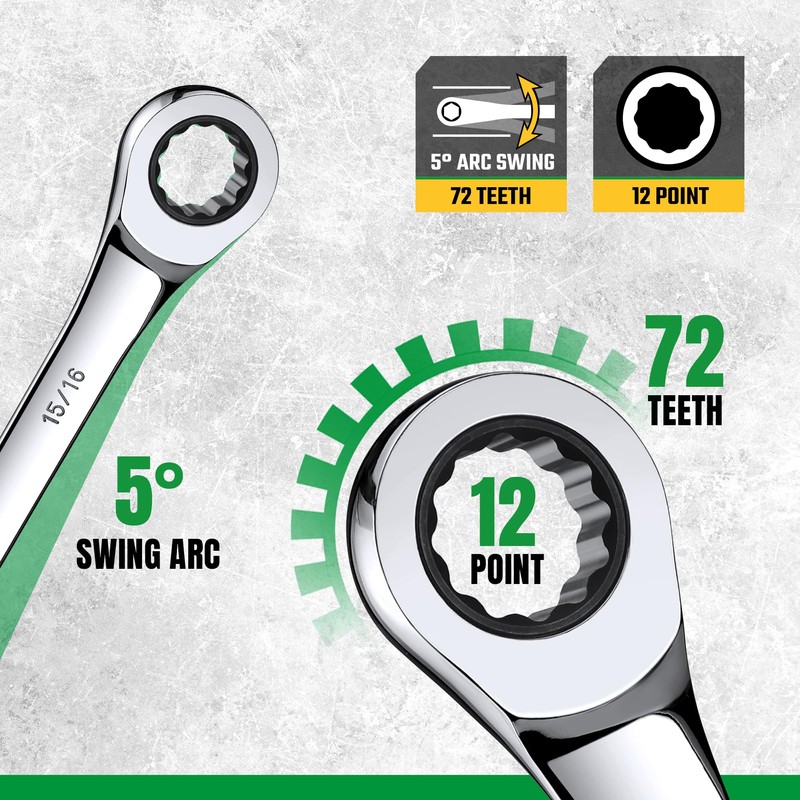SK Ratcheting Wrench Set, Combination Wrench Set, 13-Piece, SAE 1/4"
