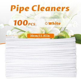 ZXIIXZ Pipe Cleaners Craft, 100 Pcs Creative Chenille Stems White Pipe Cleaners Bulk Craft Pipe Cleaners for Flower Making, DIY Arts and Crafts Decorations Supplies