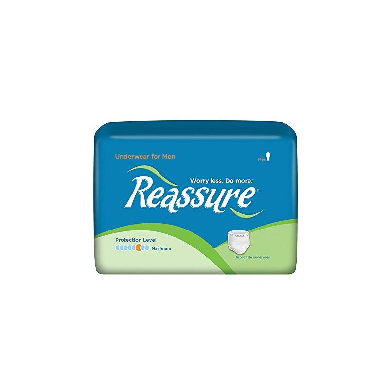 Reassure Underwear for Men, Maximum (28"-40" Waist) (20 ct)