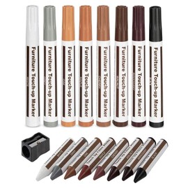 Dorasu Furniture Repair Markers, 8 Colors, 16 Pieces, Wooden Furniture Repair Set with Core Sharpener, For Flooring Repair, Wood Scratch Repair Stick, Repair Pen, For Hiding Scratches, Doors, Floors,