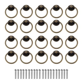 Yetaha 20Pcs Vintage Dresser Ring Handles, Antique Bronze Drop Knobs, Zinc Alloy Cabinet Pulls for Drawer Closet Wardrobe Cupboard Door Kitchen Furniture Decoration, with Screws