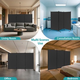 SUPER DEAL 3 Panel Room Divider 6 Ft Folding Privacy Screens 101" W X 72" H Partition Separator with Wide Metal Stands Freestanding Temporary Wall for Home, Office, Bedroom, Black
