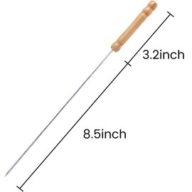 HAKSEN 12 PCS Barbecue Skewers with Wood Handle Marshmallow Roasting Sticks Meat Hot Dog Fork Best for BBQ Camping Cookware Campfire Grill Cooking, Stainless Steel,11.7 Inches(Including Handle)