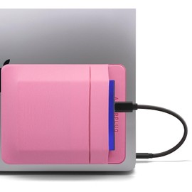 Afterplug 2-Pocket Adhesive Pouch for Laptop, Compatible with External 2.5" HDD, SSD, Magic Mouse, USB Cable and More - Pink