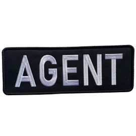 uuKen Embroidery Police Federal Agent Patch Black and White for Security Protection Tactical Vest Jackets (Black and White, Large 8.5"x3")
