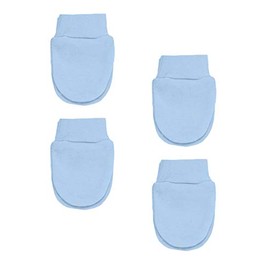 Soft Touch 4 Pairs Premature Baby Anti Scratch Mittens with Wrist Cuffs Tiny Mittens Blue Pink & White (Blue)
