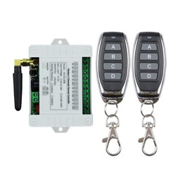DC 12 V 24 V 36 V 4 Channels Universal Radio Remote Control Radio Receiver Switch Handheld Transmitter Remote Control Potential Free Light Motor Drive Garage Door with 2 Metal Remote Controls