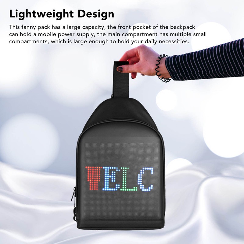 LED Display Fanny Pack Programmable Screen Anime Backpack Bluetooth USB