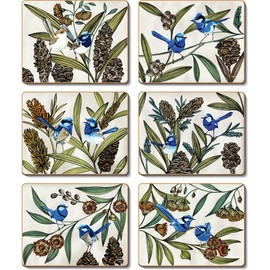 Cinnamon Blue Wren Coasters 6 Pieces Set