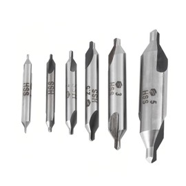 6Pcs HSS Center Drill Bits Set,1/1.5/2/2.5/3/5mm 60 Degree Lathe Mill Combined Centre Drill Countersink Bit kit for Lathe Metal Positioning and Chamfering Processing