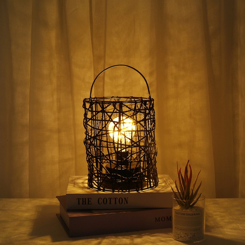 Iron Cage LED Night Light Bulb Lamp for Bedroom Lighting