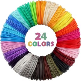 3D Pen Filament Refills 3D Drawing Pen Refill 3D Printer Filament PLA Filament 1.75mm 24 Colors High-Precision Diameter No Clog Filament Refill Safe for Kids (24)
