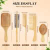 HEYMKGO Hair Brush Set, 5Pcs Natural Bamboo Paddle Detangling Brush