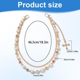 hongliang Layered Gold Silver Wallet Chains with Rhinestone Flower Pearl,Unisex Jean Pocket Chains for Men & Women,Fashion Punk Accessories for Bags,Wallets,Pants