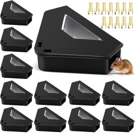 Qualirey 12 Pcs Upgraded Mouse Bait Station with Key & Visible Window Indoor Required Mouse Stations Mice Traps Boxes Station for Small Mice Indoor Outdoor, Keeps Children Safe, Bait Not Included