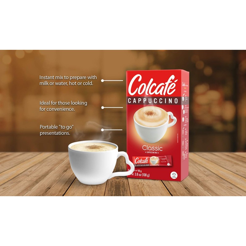 Colcafe Instant Classic Cappuccino, 6 sticks per pack, Pack of