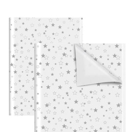 76 * 100cm Christmas Tissue Paper Sheet with Silver Star,QRTDXP 10pcs Large Size White Gift Wrapping Paper for Christmas Birthday Wedding