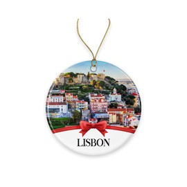 Lisbon Christmas Ornament, Christmas Ornaments Travel Souvenir Collection Gift for Family, Christmas Tree Ornament City Travel, Lisbon Travel Gift Xmas Holiday Printed on Both Sides