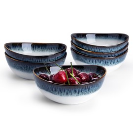 Sweese Porcelain Handmade 18 Oz Soup Bowls Set of 6, for Cereal | Salad | Pasta - Microwave, Dishwasher, and Oven Safe, Each Different