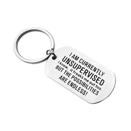 Ximalun Funny Keyring Gifts for Women Men - I Am Currently Unsupervised Keyring - Christmas, Birthday, Graduation, Novelty, Sarcastic Gifts for Friends, Family