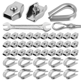 M3 Wire Rope Clamp for Wire Rope Made of Stainless Steel 10 Wire Rope Rings Rope Clamp with Wrench for Wire Rope Steel Rope Washing Line Tensioner Awning Fixed Industrial Construction Transport Pack