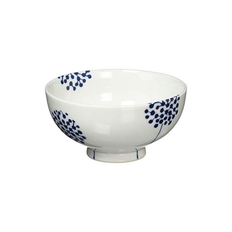 Hasamiyaki Tenryu Pottery Flower Rice Bowl, Blue Flower