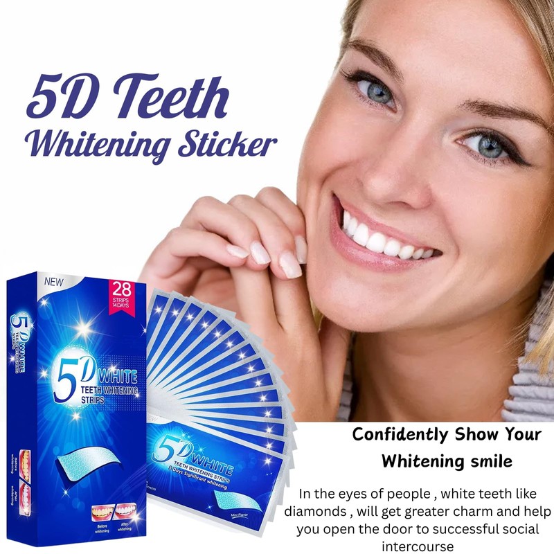 5D Teeth Whitening Strips with 30-Minute Application, Visible Brightening Teeth