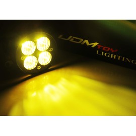 iJDMTOY Yellow Lens Clover Shape 24W High Power White LED Wide Angle SAE Flood Beam Fog Light Kit w/OE-Spec Cover Bezels, Relay Wiring Harness Compatible With 2014-2021 Toyota Tundra