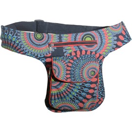 Kunst und Magie Bum Bag with Mandala Print, Festival Bag - Black -