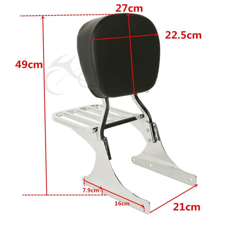 XFMT Chrome Backrest Sissy Bar W/Luggage Rack Compatible with Harley