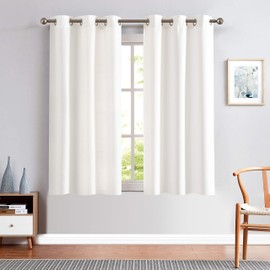 jinchan White Linen Textured Curtains 72 Inch Long 2 Panels for Living Room Grommet Top Light Filtering Window Drapes for Bedroom