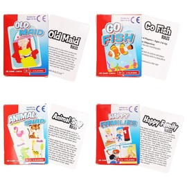 eMKay® 4 Classic Snap Card Game Decks – Go Fish, Old Maid, Animal Snap & Happy Families | Spill Proof Plastic Coated Playing Cards | Durable, Easy to Shuffle | Family Night & Travel