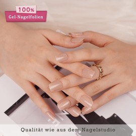 Danni & Toni Semi-Cured Gel Nail Stickers (Simply Sand), Nude Silver Plain Shiny Gel Nail Stickers, Semi-Hardened Nail Foil, Nail Design Wraps, 28 Stickers