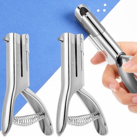 Heavy Duty Hole Punch Single One Hole Puncher Paper Hole Punch Long Reach Reduced Effort 2 Inch Deep Throat Hand Alloy Punch for ID PVC Cards 5 Inch Tall 25 Sheet Capacity(2 Pcs,1/8 Inch Hole)