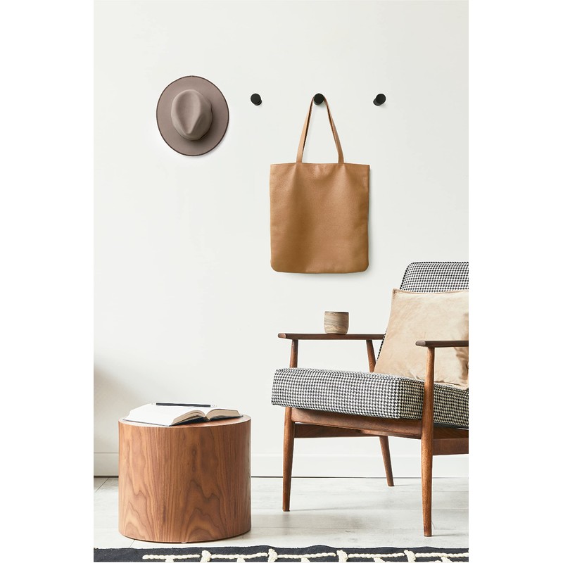 NAUMOO Wooden Black Wall Hooks - Pack of 4 -