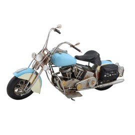 Zaer Ltd. Vintage Style 16" Long Detailed Metal Motorcycle Decorations (Light Blue)